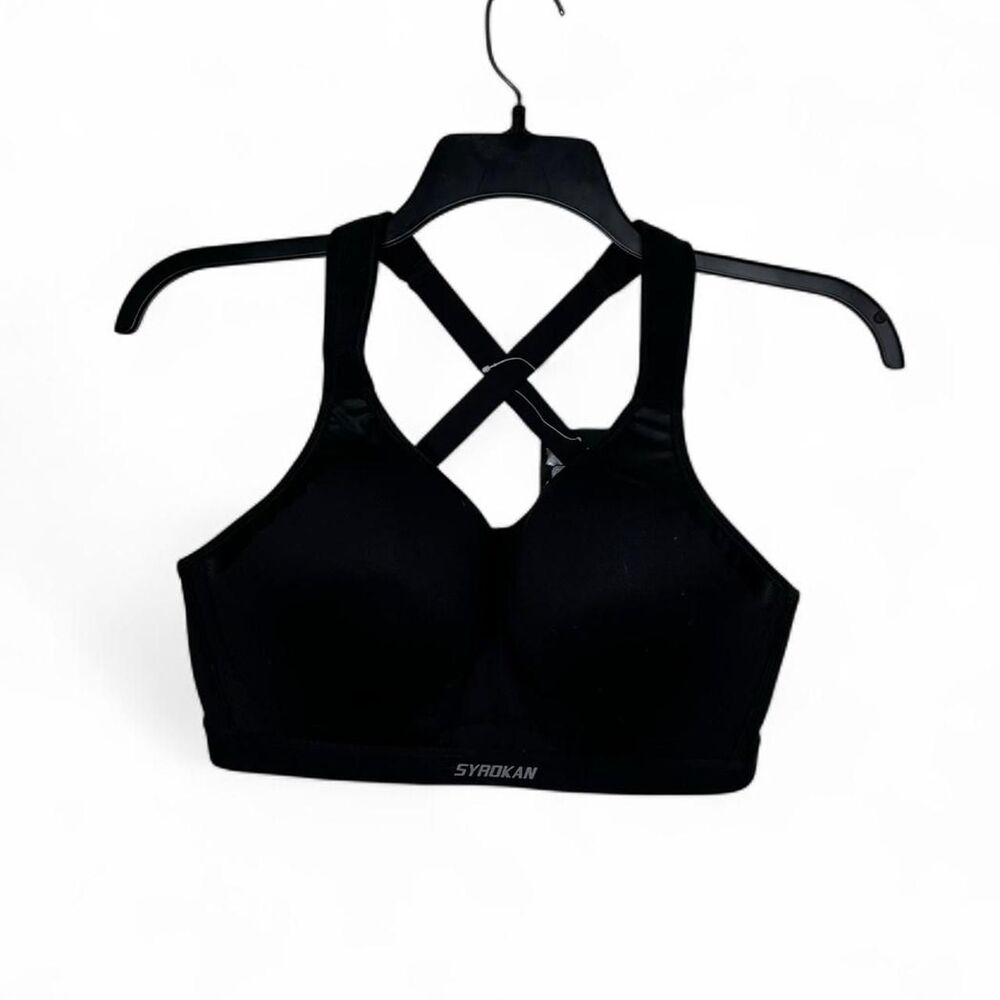 New Syrokan black sports bra with adjustable straps Size 34DD 34E